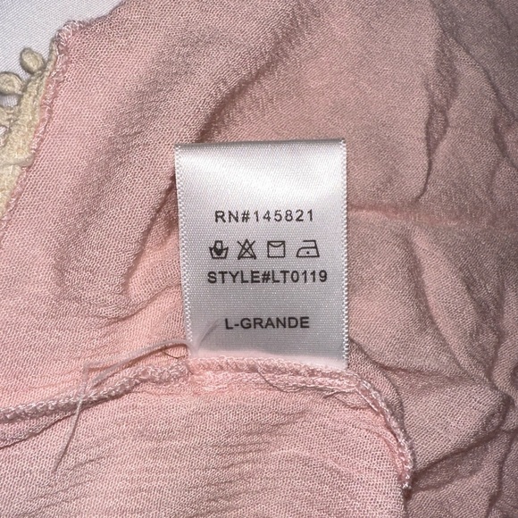 Listicle | Lace Collar High Neck Tie Back Short Sleeve Peasant Blouse - Picture 7 of 12